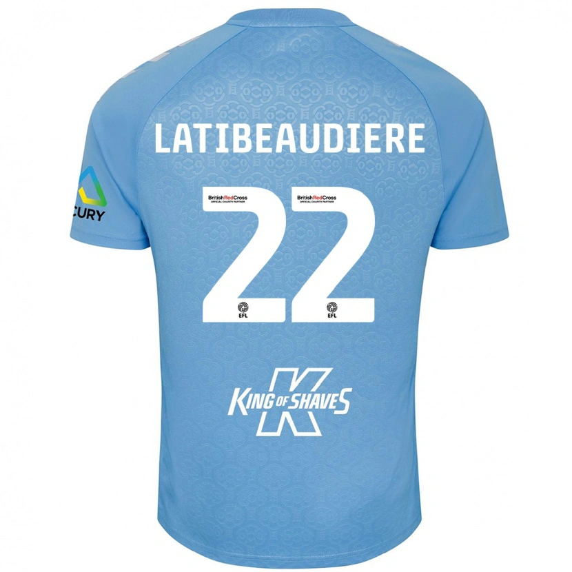 Danxen Niño Camiseta Joel Latibeaudiere #22 Azul Blanco 1ª Equipación 2024/25 La Camisa