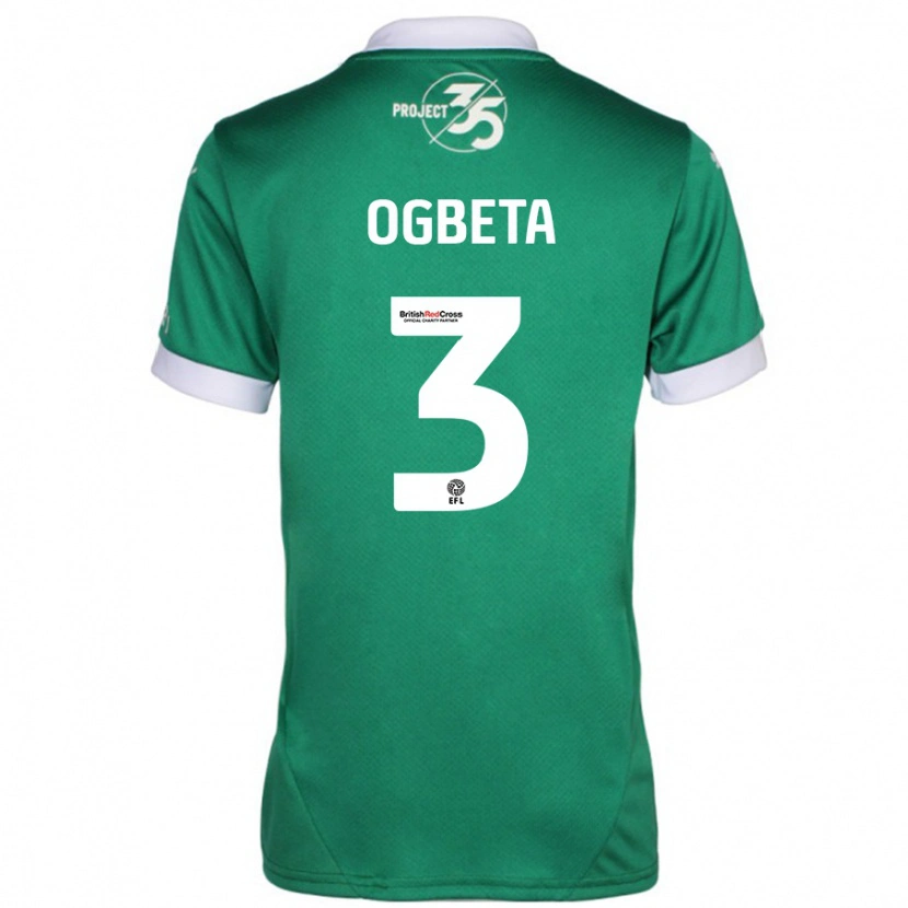 Danxen Niño Camiseta Nathanael Ogbeta #3 Verde Blanco 1ª Equipación 2024/25 La Camisa