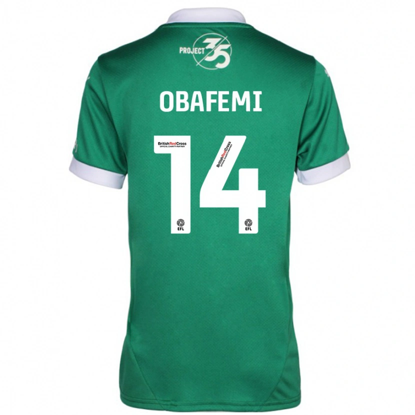 Danxen Niño Camiseta Michael Obafemi #14 Verde Blanco 1ª Equipación 2024/25 La Camisa