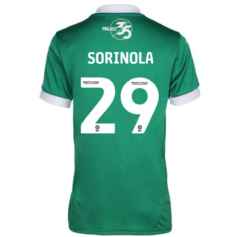 Danxen Niño Camiseta Matthew Sorinola #29 Verde Blanco 1ª Equipación 2024/25 La Camisa