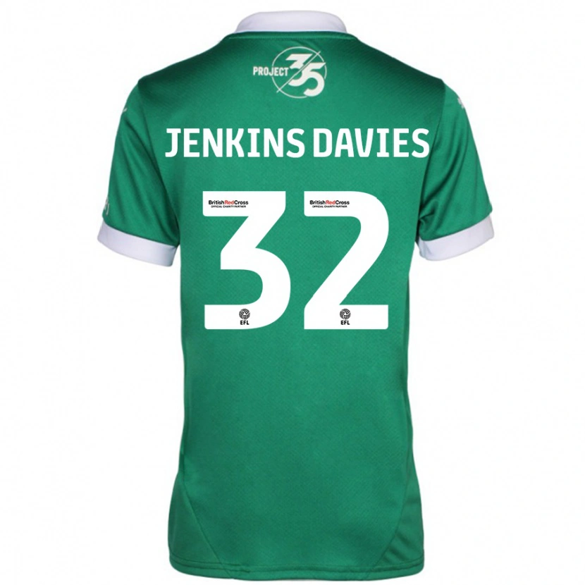 Danxen Niño Camiseta Will Jenkins-Davies #32 Verde Blanco 1ª Equipación 2024/25 La Camisa