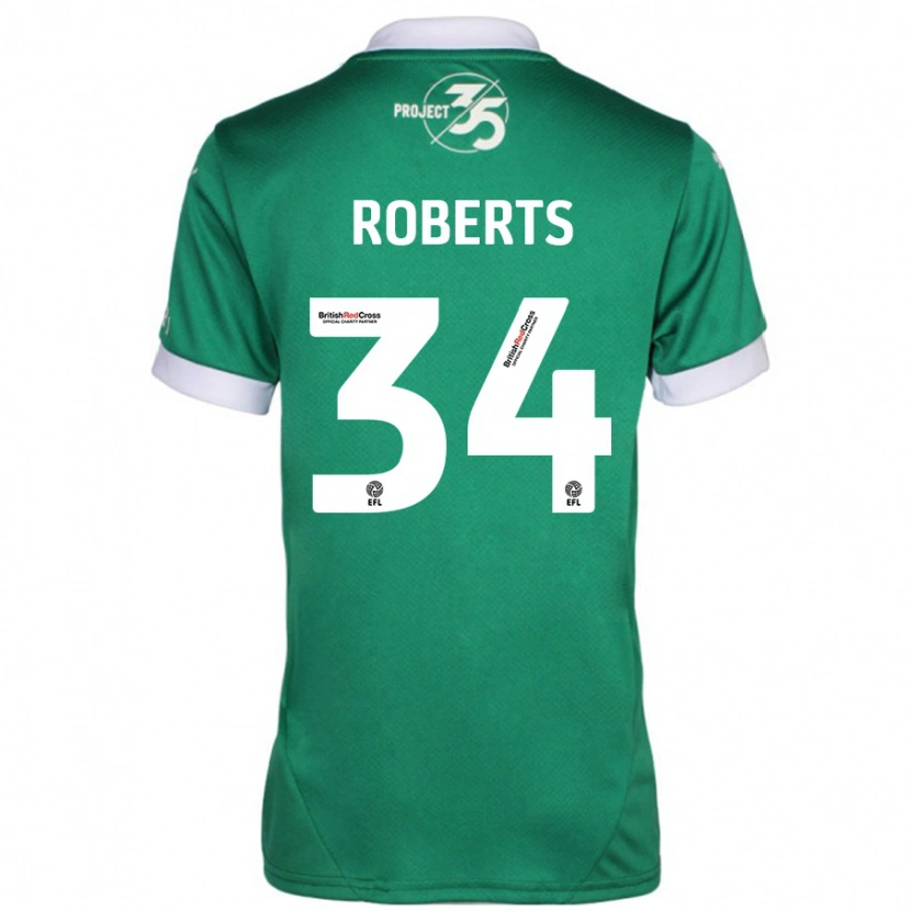 Danxen Niño Camiseta Caleb Roberts #34 Verde Blanco 1ª Equipación 2024/25 La Camisa