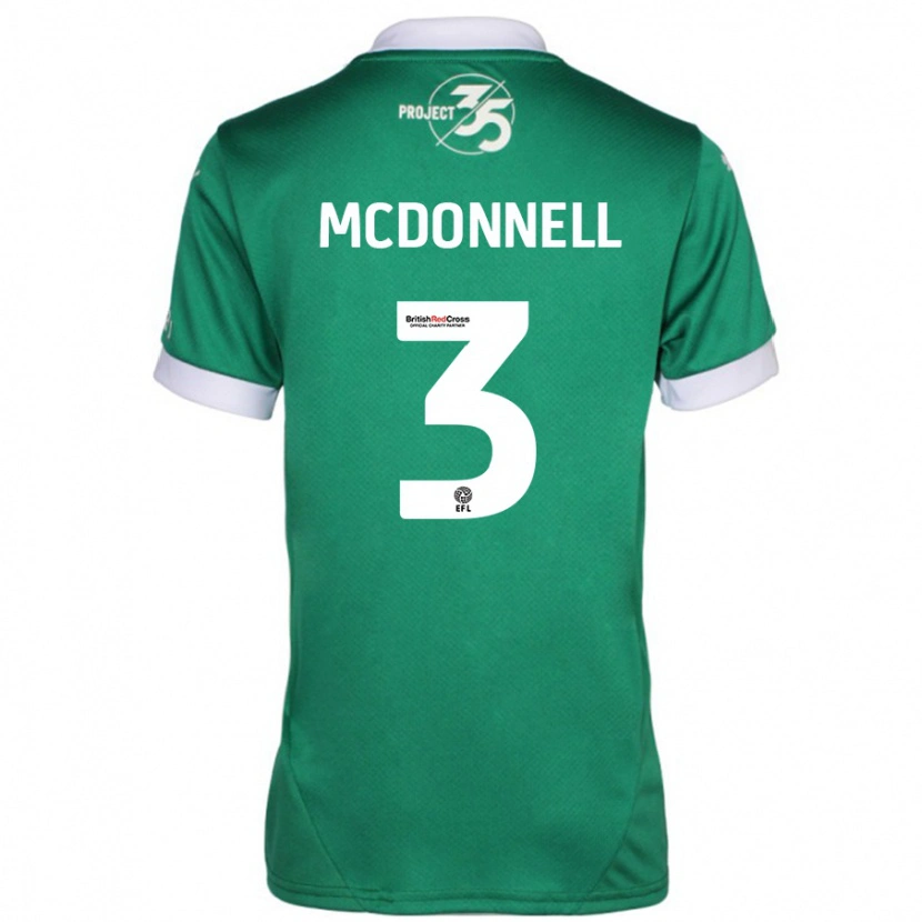 Danxen Niño Camiseta Rosie Mcdonnell #3 Verde Blanco 1ª Equipación 2024/25 La Camisa