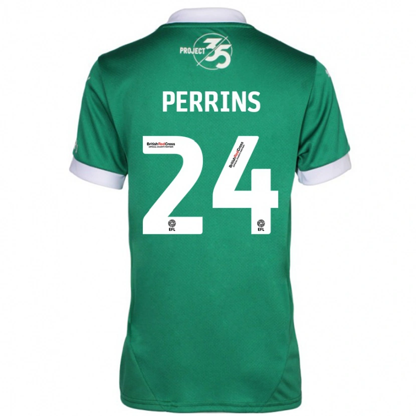 Danxen Niño Camiseta Grace Perrins #24 Verde Blanco 1ª Equipación 2024/25 La Camisa