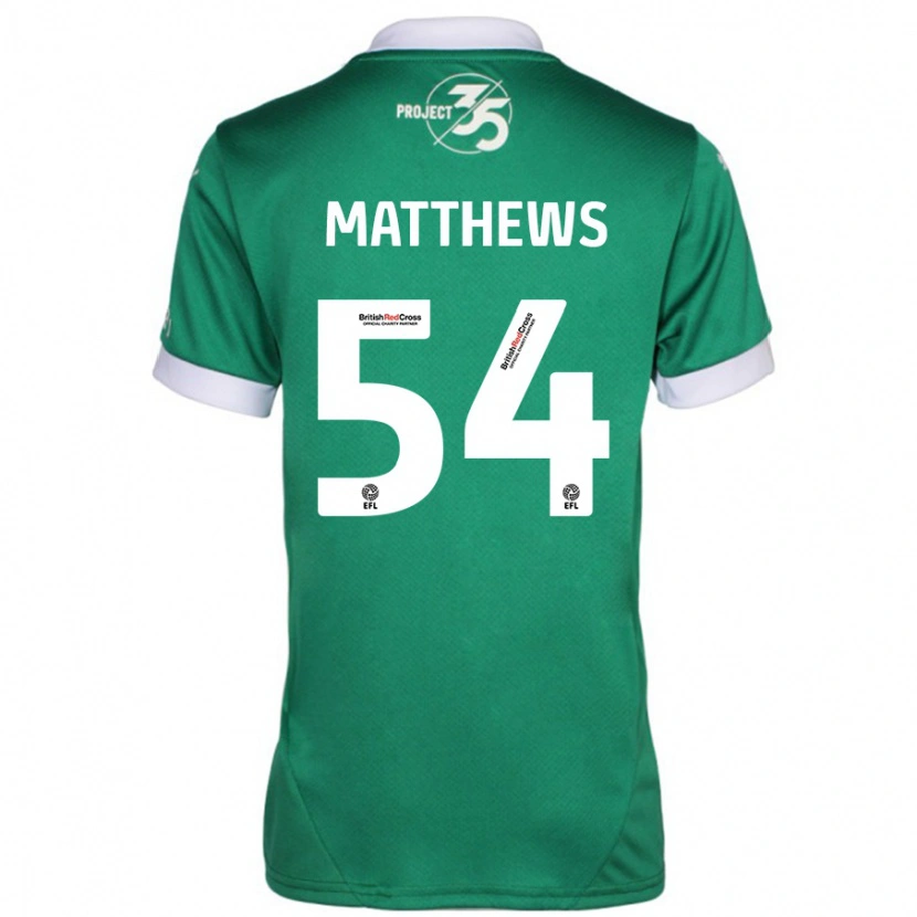 Danxen Niño Camiseta Jack Matthews #54 Verde Blanco 1ª Equipación 2024/25 La Camisa