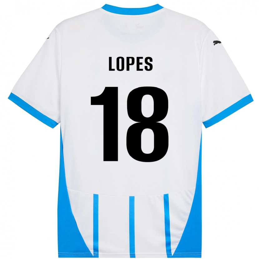 Danxen Niño Camiseta Emerick Lopes #18 Blanco Azul 2ª Equipación 2024/25 La Camisa