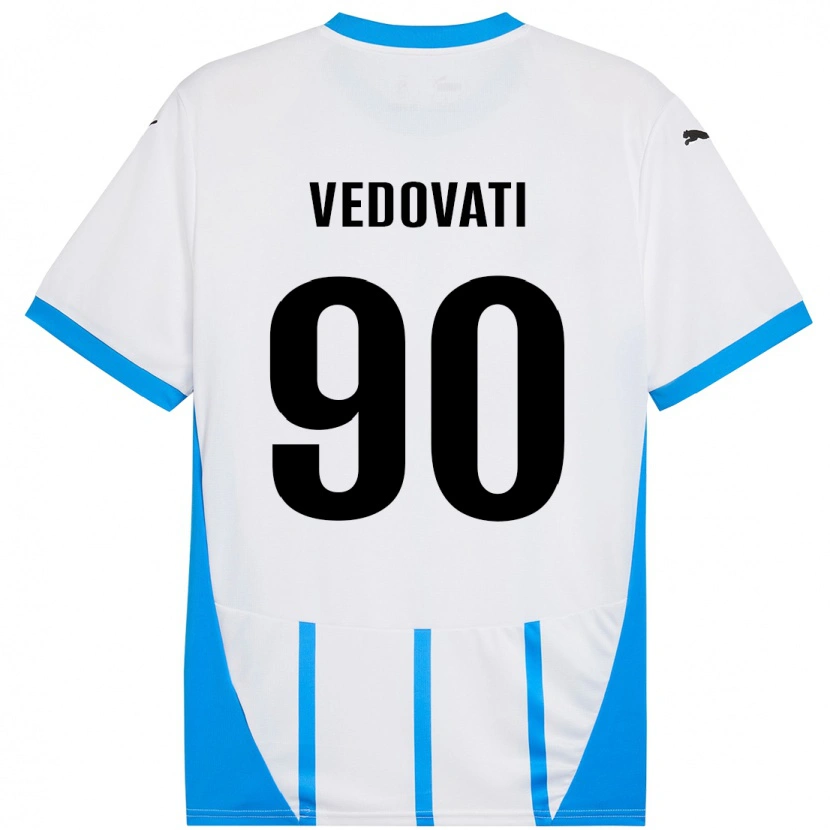 Danxen Niño Camiseta Gabriele Vedovati #90 Blanco Azul 2ª Equipación 2024/25 La Camisa