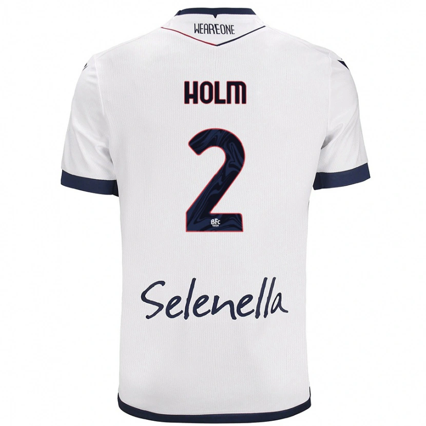 Danxen Niño Camiseta Emil Holm #2 Blanco Azul Real 2ª Equipación 2024/25 La Camisa