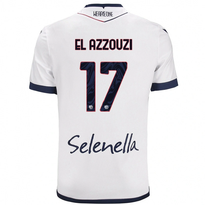 Danxen Niño Camiseta Oussama El Azzouzi #17 Blanco Azul Real 2ª Equipación 2024/25 La Camisa