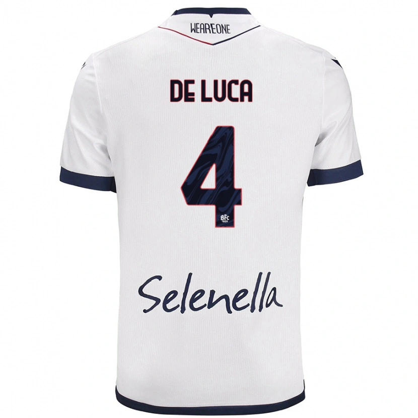 Danxen Niño Camiseta Alessandro De Luca #4 Blanco Azul Real 2ª Equipación 2024/25 La Camisa