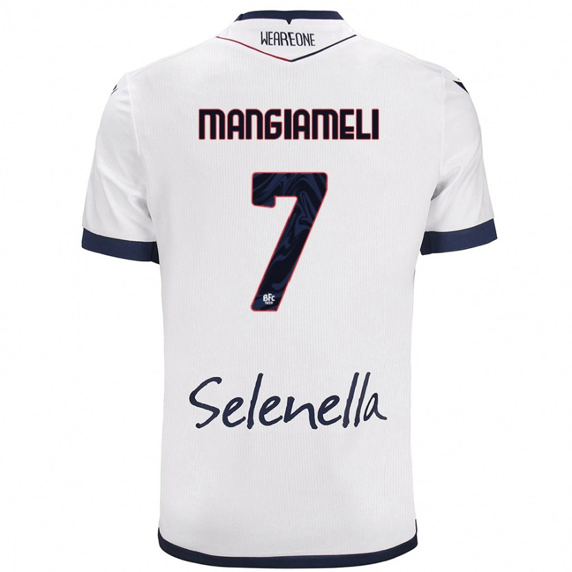 Danxen Niño Camiseta Federico Mangiameli #7 Blanco Azul Real 2ª Equipación 2024/25 La Camisa