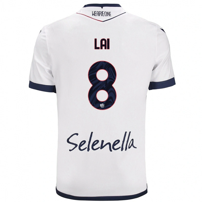 Danxen Niño Camiseta Luca Lai #8 Blanco Azul Real 2ª Equipación 2024/25 La Camisa