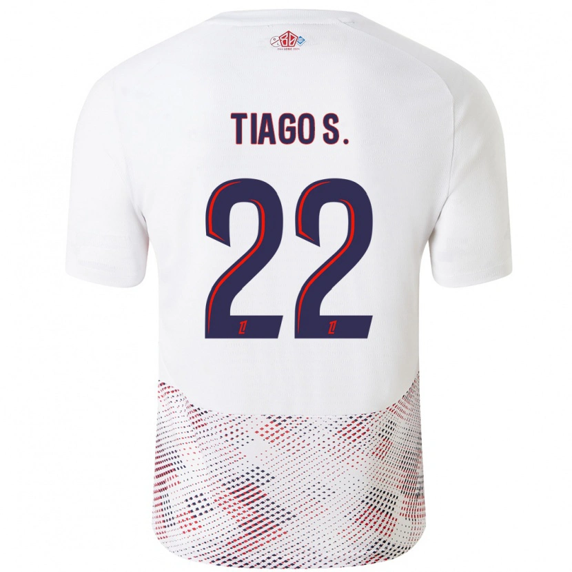 Danxen Niño Camiseta Tiago Santos #22 Blanco Azul Real 2ª Equipación 2024/25 La Camisa