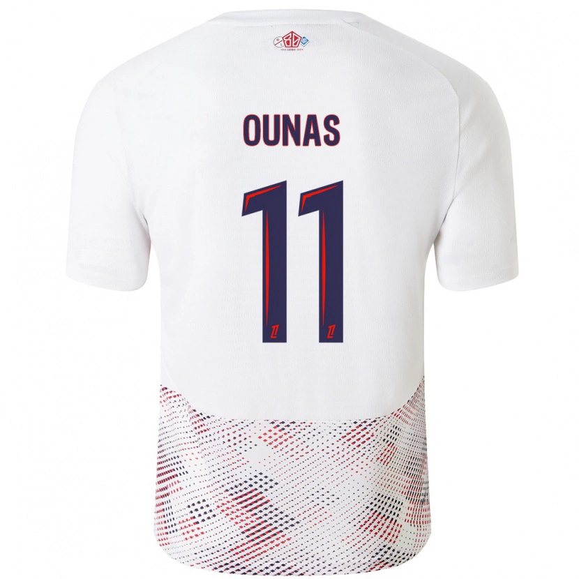 Danxen Niño Camiseta Adam Ounas #11 Blanco Azul Real 2ª Equipación 2024/25 La Camisa