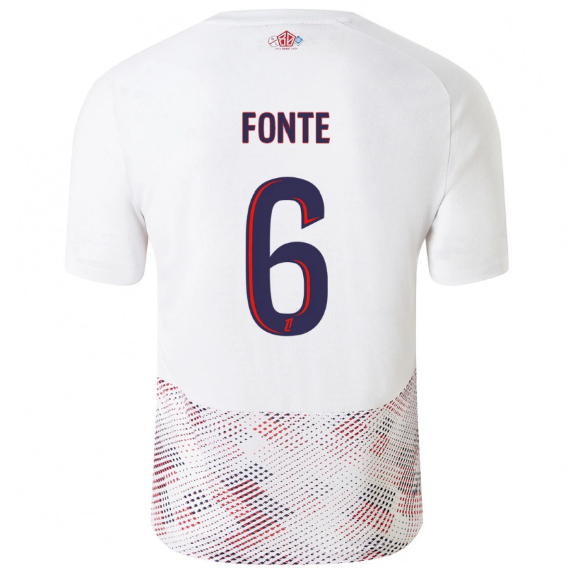 Danxen Niño Camiseta Jose Fonte #6 Blanco Azul Real 2ª Equipación 2024/25 La Camisa