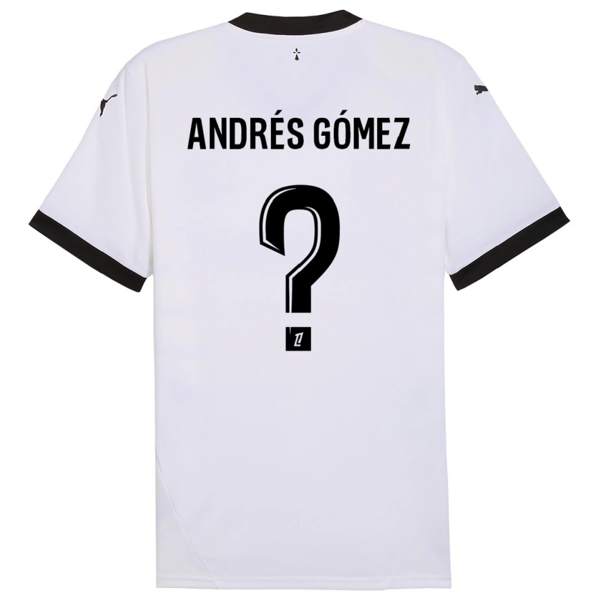 Danxen Niño Camiseta Carlos Andrés Gómez #0 Blanco Negro 2ª Equipación 2024/25 La Camisa