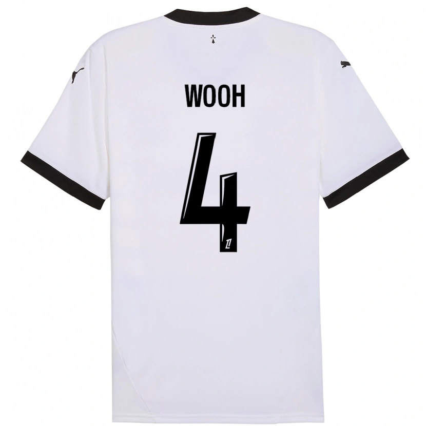 Danxen Niño Camiseta Christopher Wooh #4 Blanco Negro 2ª Equipación 2024/25 La Camisa