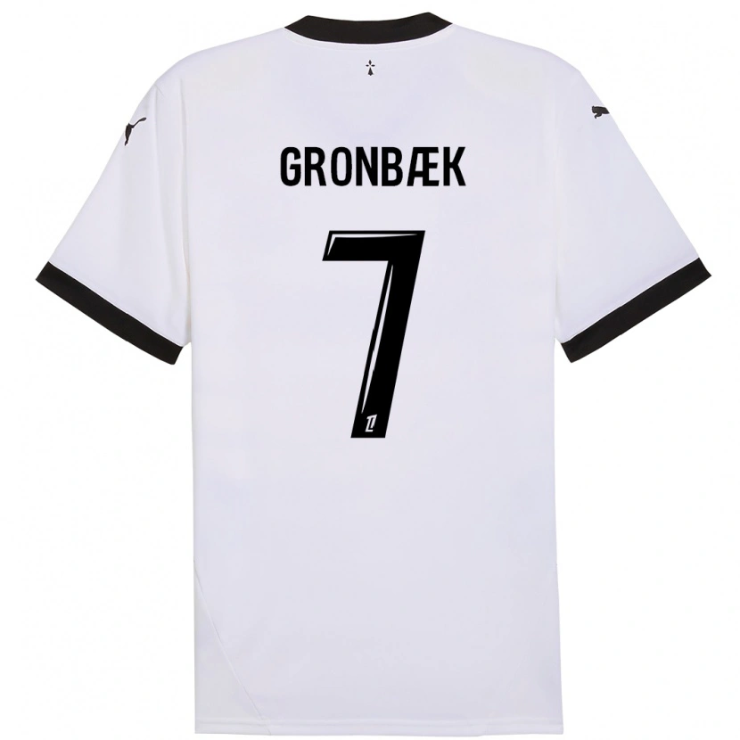 Danxen Niño Camiseta Albert Grønbaek #7 Blanco Negro 2ª Equipación 2024/25 La Camisa