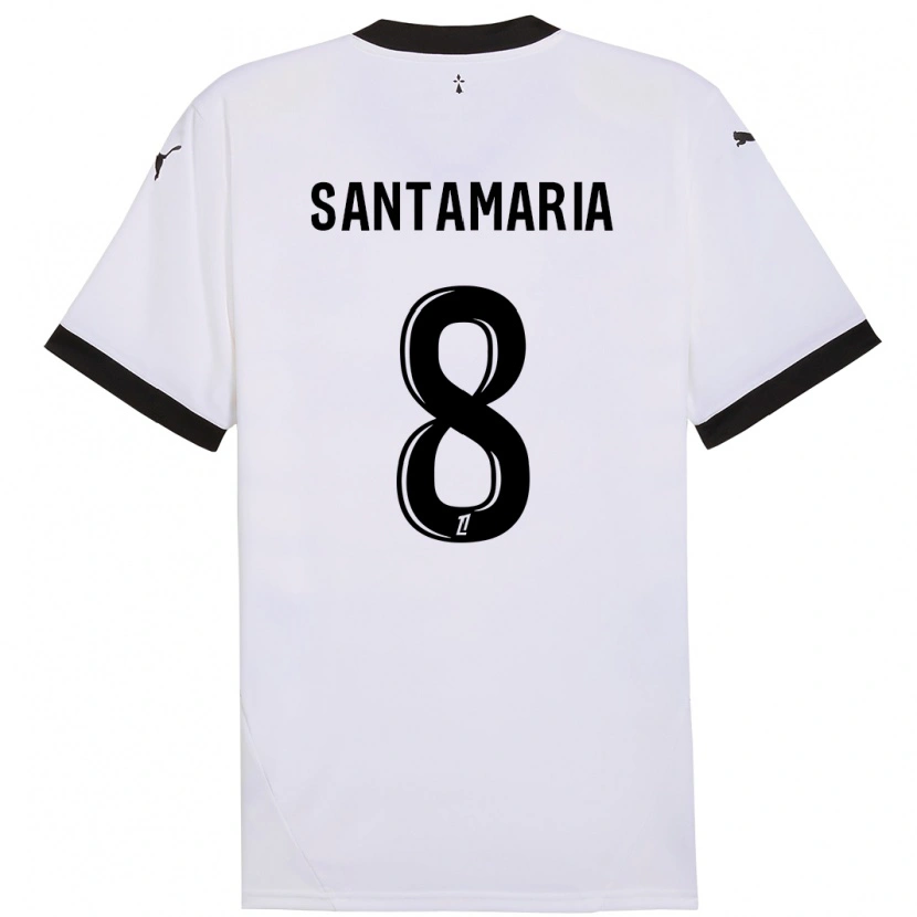 Danxen Niño Camiseta Baptiste Santamaria #8 Blanco Negro 2ª Equipación 2024/25 La Camisa