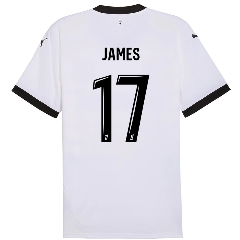 Danxen Niño Camiseta Jordan James #17 Blanco Negro 2ª Equipación 2024/25 La Camisa