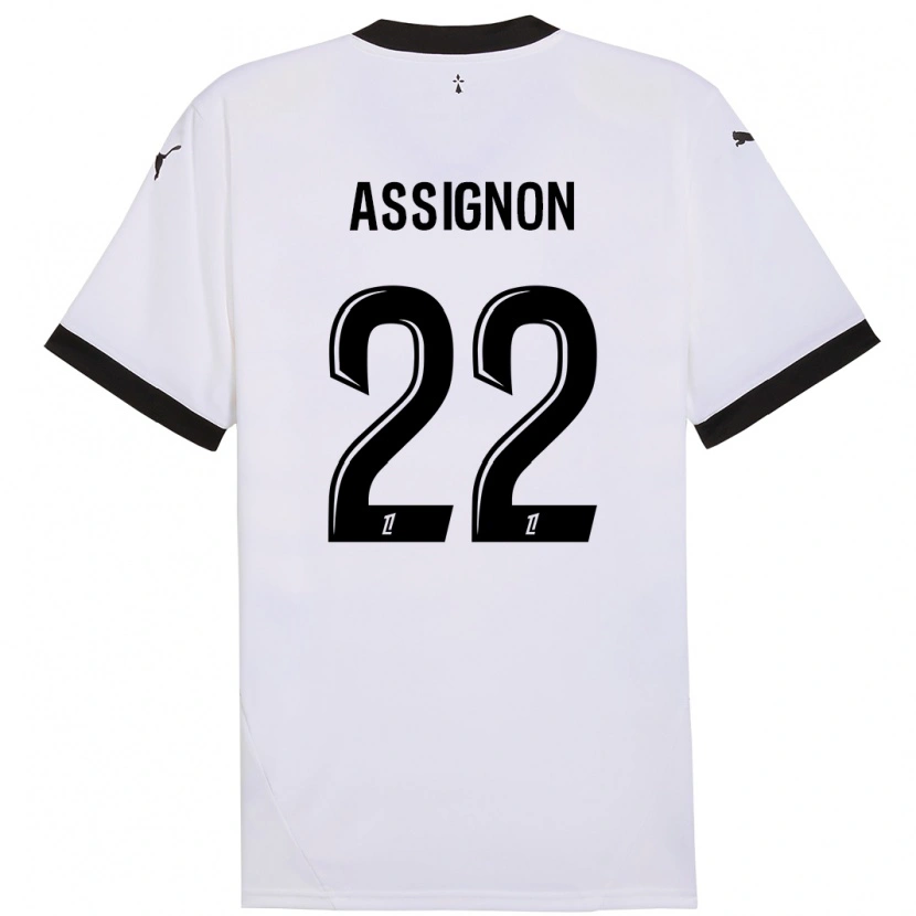 Danxen Niño Camiseta Lorenz Assignon #22 Blanco Negro 2ª Equipación 2024/25 La Camisa