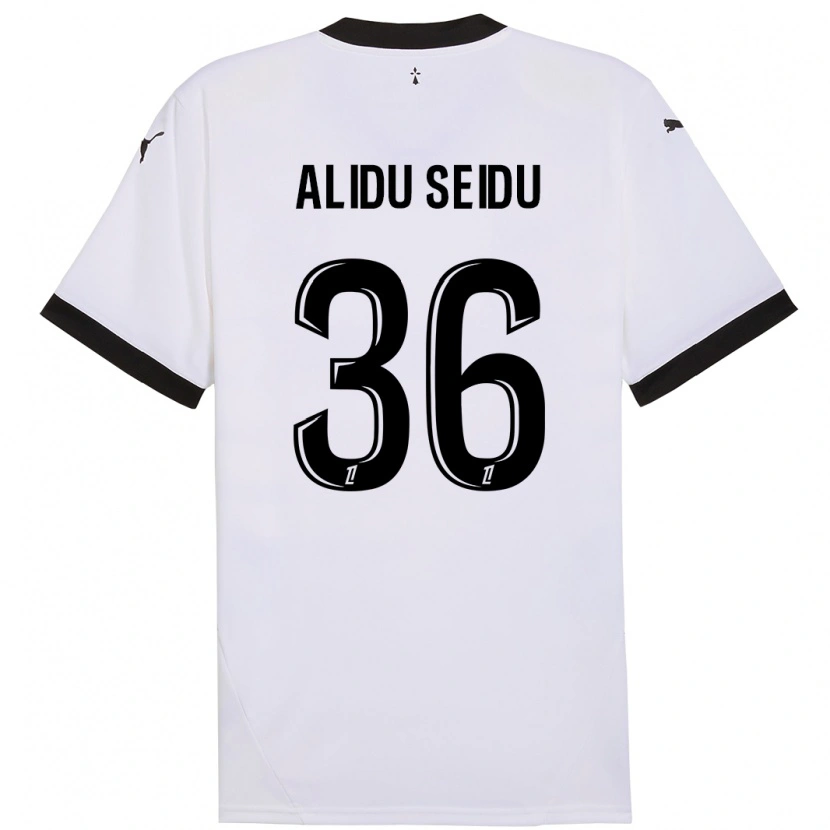 Danxen Niño Camiseta Alidu Seidu #36 Blanco Negro 2ª Equipación 2024/25 La Camisa