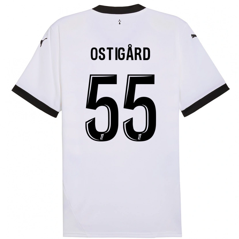 Danxen Niño Camiseta Leo Østigård #55 Blanco Negro 2ª Equipación 2024/25 La Camisa