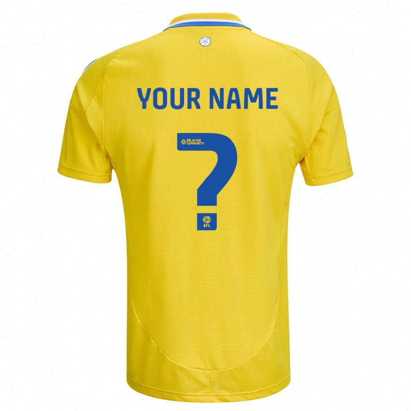 Danxen Niño Camiseta Su Nombre #0 Amarillo Azul 2ª Equipación 2024/25 La Camisa