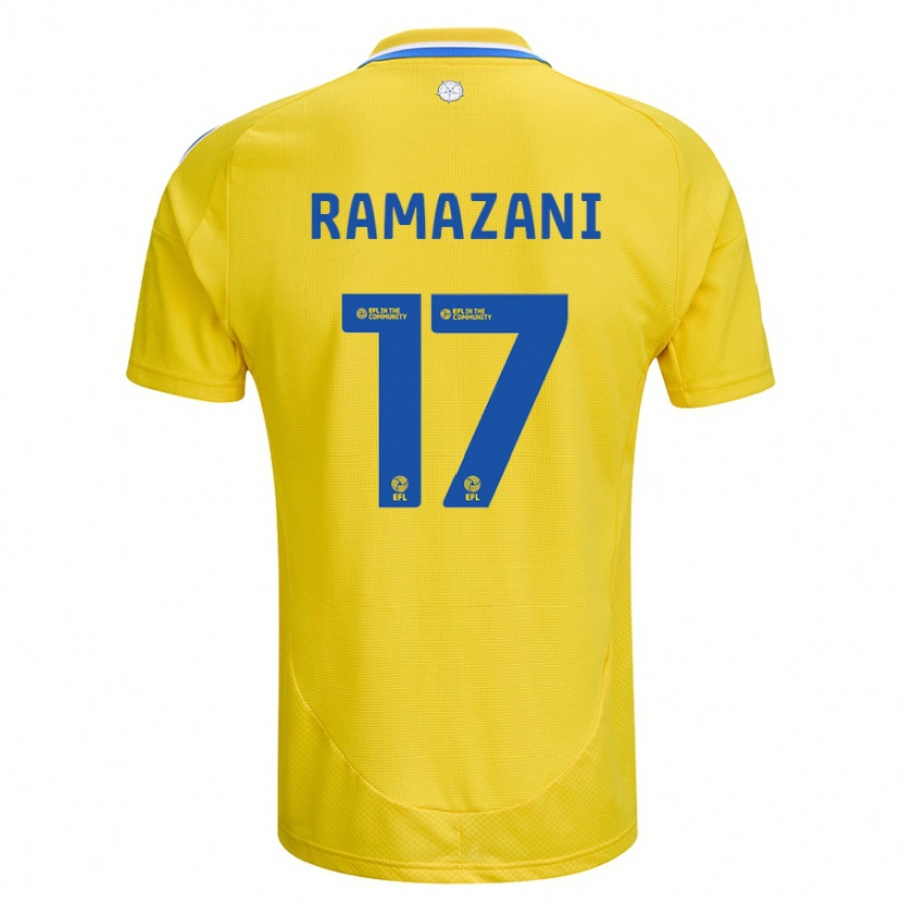 Danxen Niño Camiseta Largie Ramazani #17 Amarillo Azul 2ª Equipación 2024/25 La Camisa