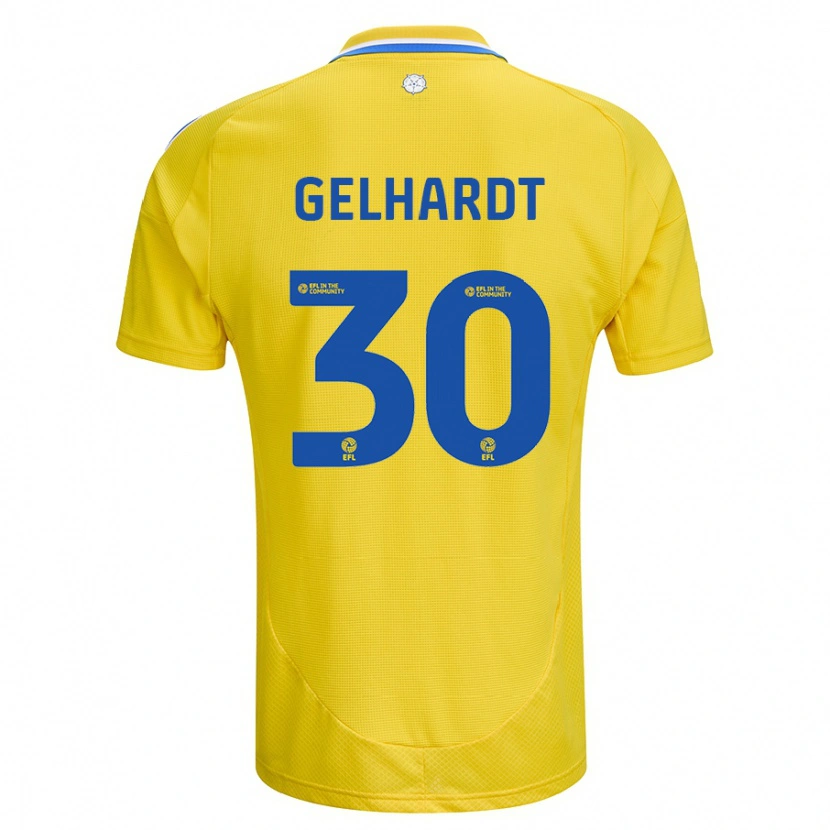 Danxen Niño Camiseta Joe Gelhardt #30 Amarillo Azul 2ª Equipación 2024/25 La Camisa