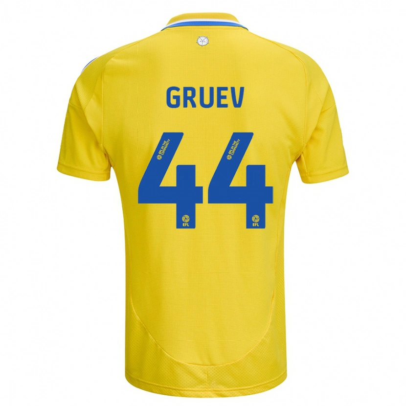 Danxen Niño Camiseta Ilia Gruev #44 Amarillo Azul 2ª Equipación 2024/25 La Camisa