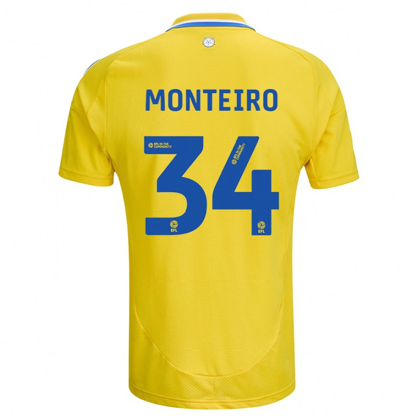 Danxen Niño Camiseta Diogo Monteiro #34 Amarillo Azul 2ª Equipación 2024/25 La Camisa