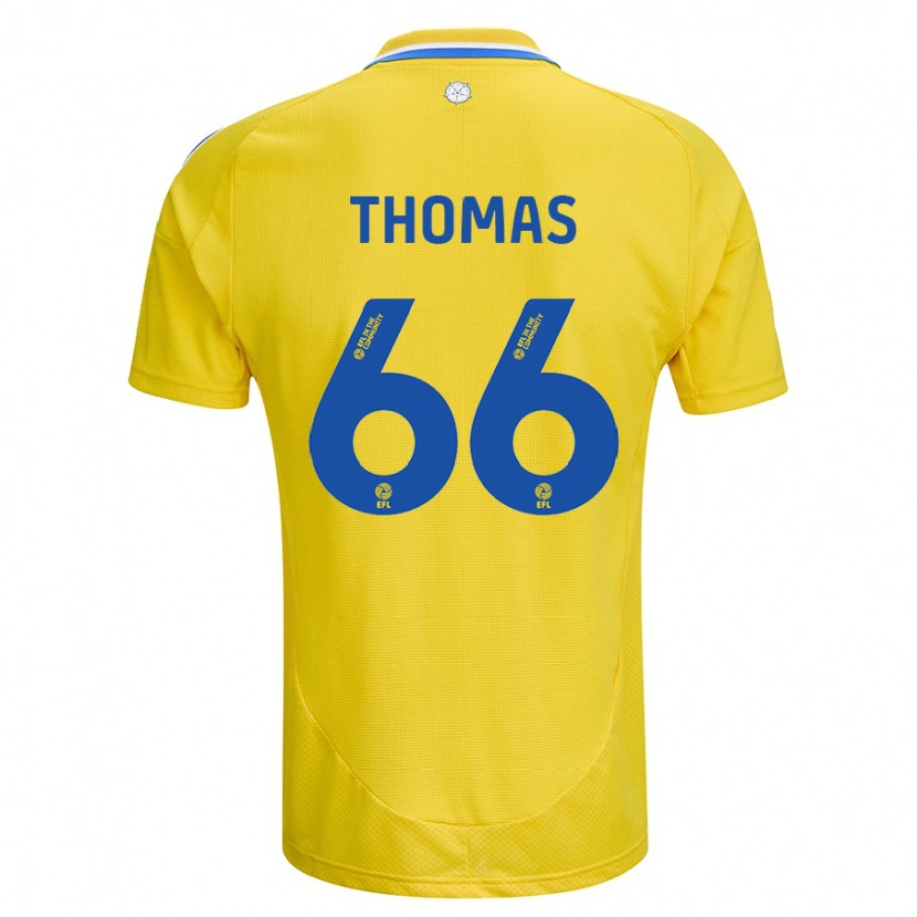 Danxen Niño Camiseta Luca Thomas #66 Amarillo Azul 2ª Equipación 2024/25 La Camisa