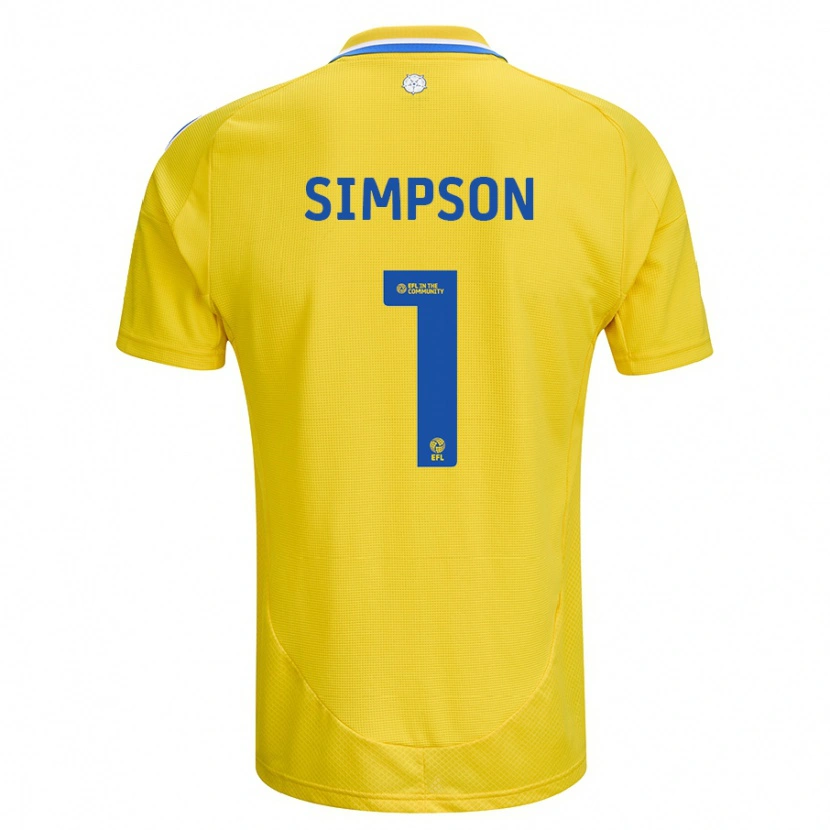 Danxen Niño Camiseta Carrie Simpson #1 Amarillo Azul 2ª Equipación 2024/25 La Camisa