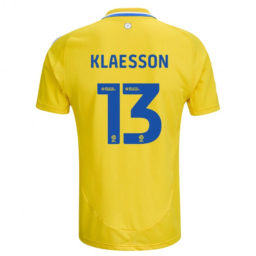 Danxen Niño Camiseta Kristoffer Klaesson #13 Amarillo Azul 2ª Equipación 2024/25 La Camisa