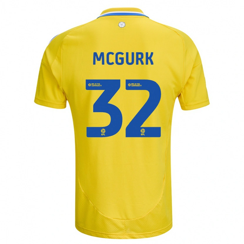 Danxen Niño Camiseta Sean Mcgurk #32 Amarillo Azul 2ª Equipación 2024/25 La Camisa