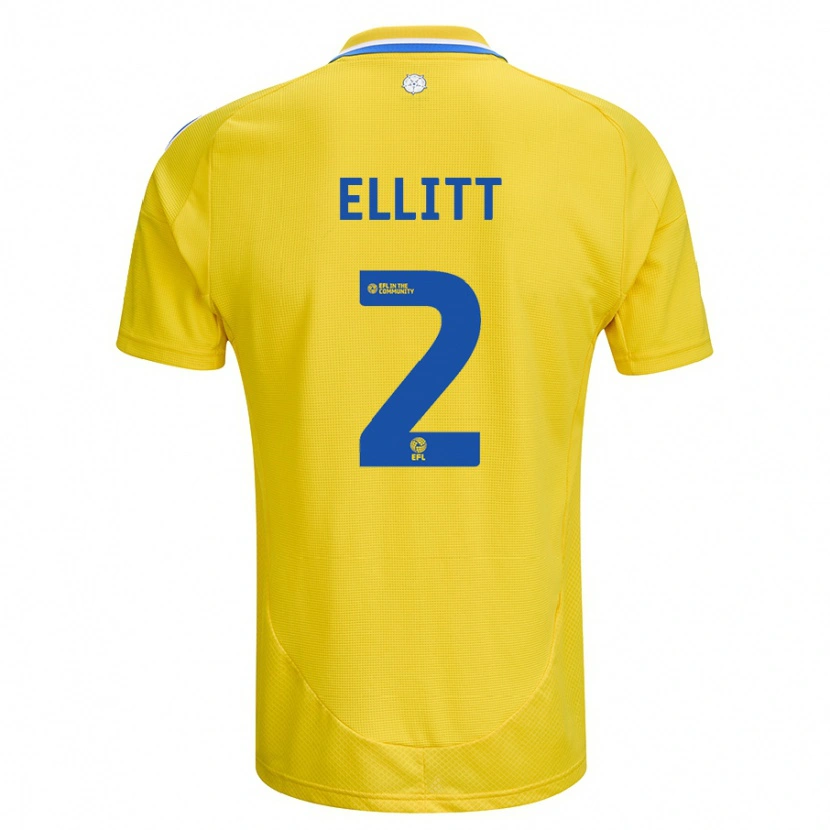 Danxen Niño Camiseta Izzy Ellitt #2 Amarillo Azul 2ª Equipación 2024/25 La Camisa