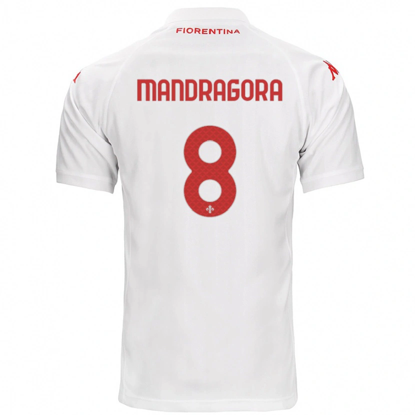 Danxen Niño Camiseta Rolando Mandragora #8 Blanco 2ª Equipación 2024/25 La Camisa