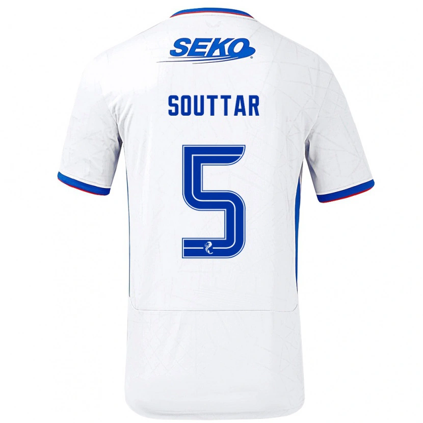 Danxen Niño Camiseta John Souttar #5 Blanco Azul 2ª Equipación 2024/25 La Camisa