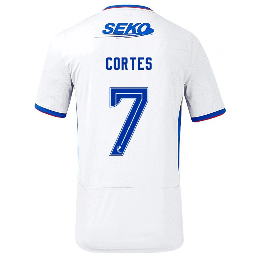 Danxen Niño Camiseta Óscar Cortés #7 Blanco Azul 2ª Equipación 2024/25 La Camisa