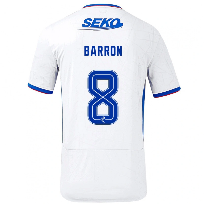 Danxen Niño Camiseta Connor Barron #8 Blanco Azul 2ª Equipación 2024/25 La Camisa