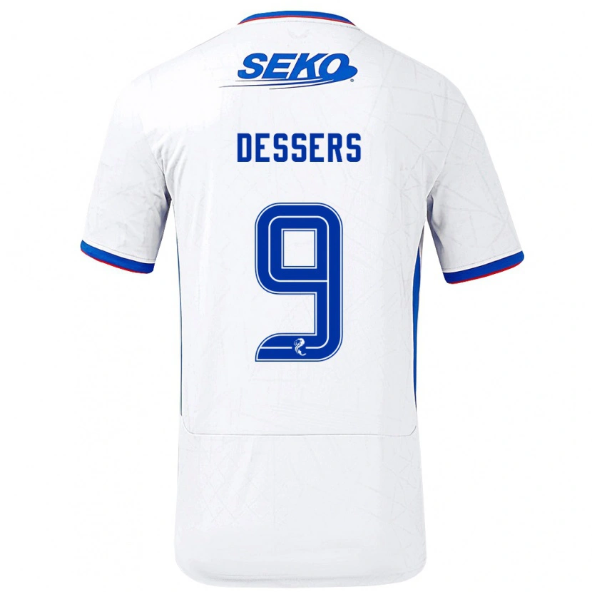 Danxen Niño Camiseta Cyriel Dessers #9 Blanco Azul 2ª Equipación 2024/25 La Camisa