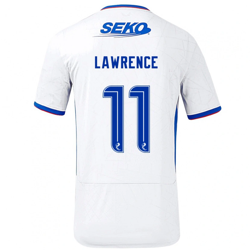 Danxen Niño Camiseta Tom Lawrence #11 Blanco Azul 2ª Equipación 2024/25 La Camisa