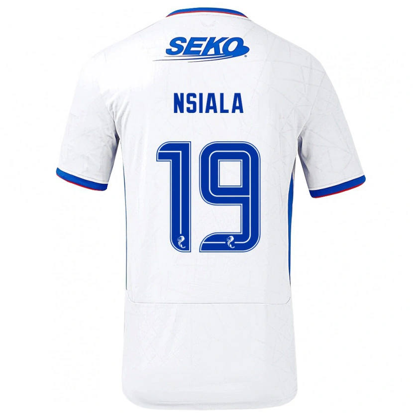 Danxen Niño Camiseta Clinton Nsiala #19 Blanco Azul 2ª Equipación 2024/25 La Camisa