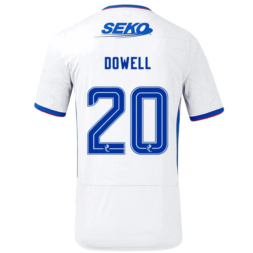 Danxen Niño Camiseta Kieran Dowell #20 Blanco Azul 2ª Equipación 2024/25 La Camisa