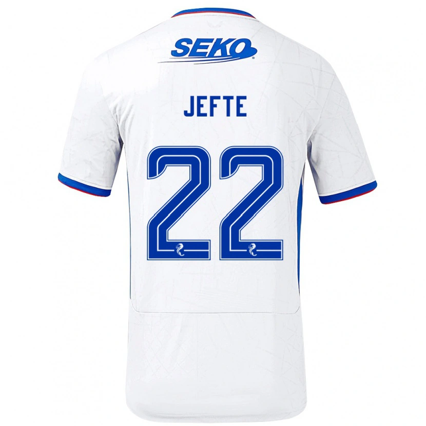 Danxen Niño Camiseta Jefté #22 Blanco Azul 2ª Equipación 2024/25 La Camisa