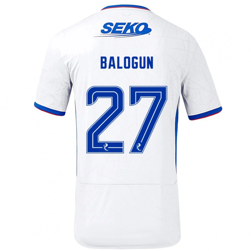 Danxen Niño Camiseta Leon Balogun #27 Blanco Azul 2ª Equipación 2024/25 La Camisa