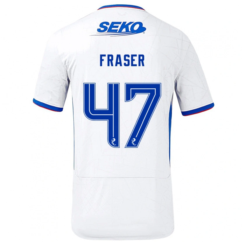 Danxen Niño Camiseta Robbie Fraser #47 Blanco Azul 2ª Equipación 2024/25 La Camisa