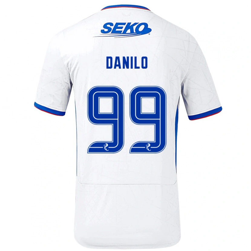 Danxen Niño Camiseta Danilo #99 Blanco Azul 2ª Equipación 2024/25 La Camisa