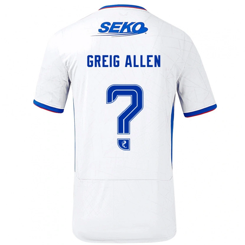 Danxen Niño Camiseta Greig Allen #0 Blanco Azul 2ª Equipación 2024/25 La Camisa